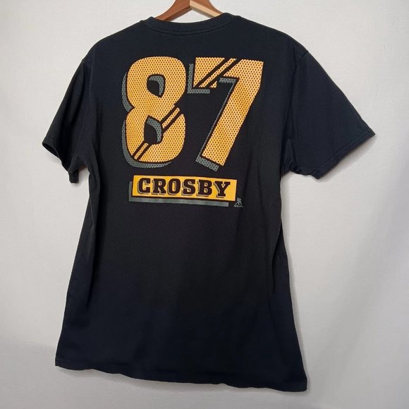 Pittsburgh Penguins Sidney Crosby Men Large T Shirt Black Pro Edge NHL Hockey - Picture 1 of 8